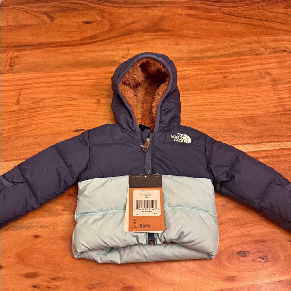 The North Face Navy and Light Blue Hooded Jacket